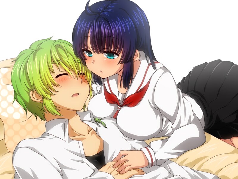 Two Anime Characters in Bed — White