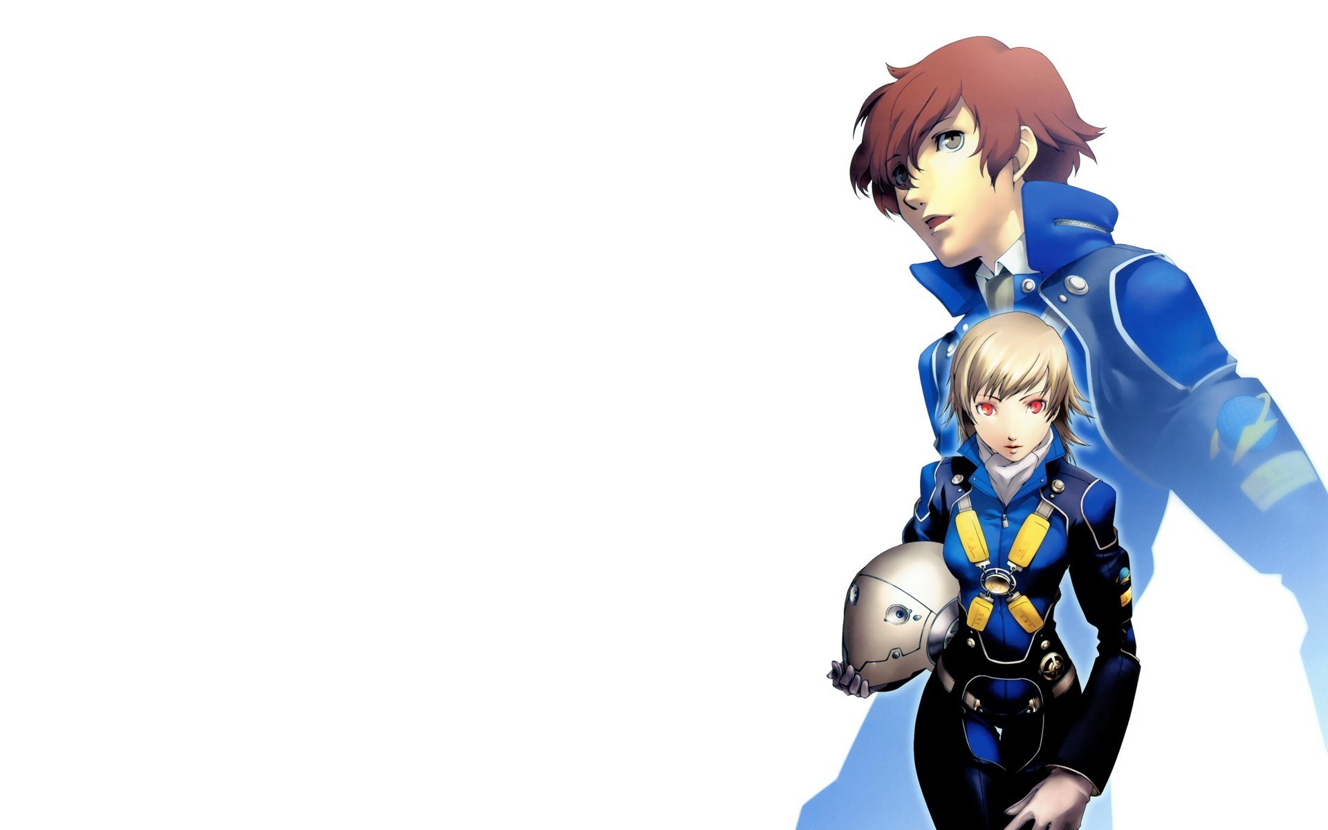 two anime characters in blue uniforms