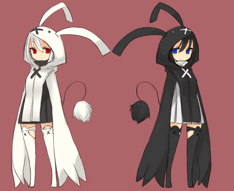 two anime characters in bunny costumes