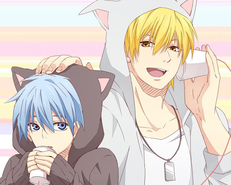 Two anime characters in cat costumes