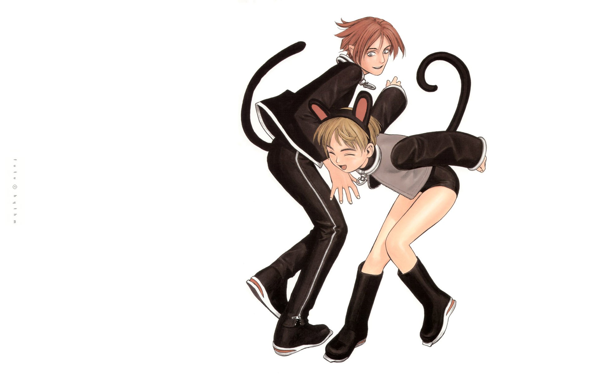 two anime characters in cat costumes