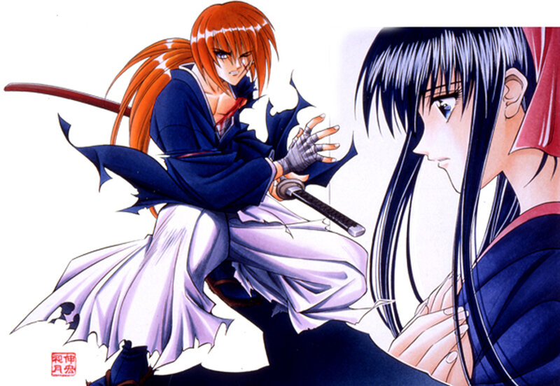 Two Anime Characters in Combat — Blue, Dramatic, Manga