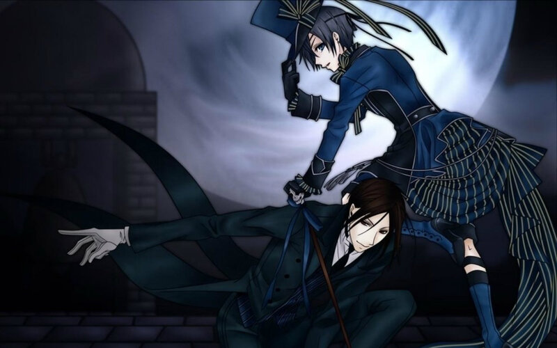 Two Anime Characters in Combat — Blue, Dramatic, Night