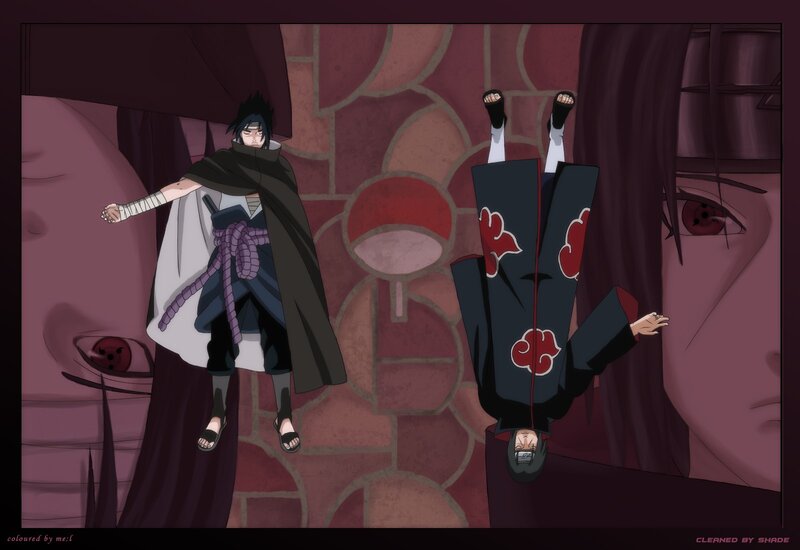 Two Anime Characters in Combat — Purple, Dramatic, Cloaked Figure