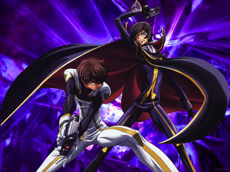 Two Anime Characters in Combat — Purple, Dramatic, Guns