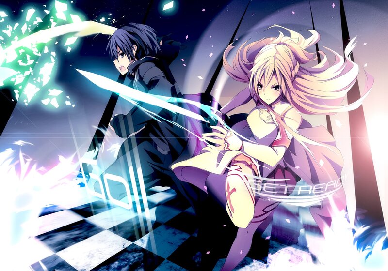 Two Anime Characters in Combat — Purple, Dramatic, Night