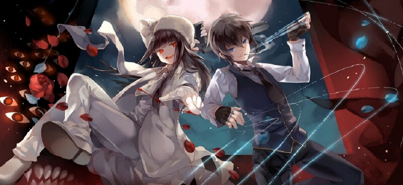 Two Anime Characters in Combat — White, Dramatic, Night
