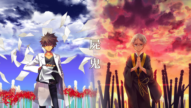 Two anime characters in contrasting scenes