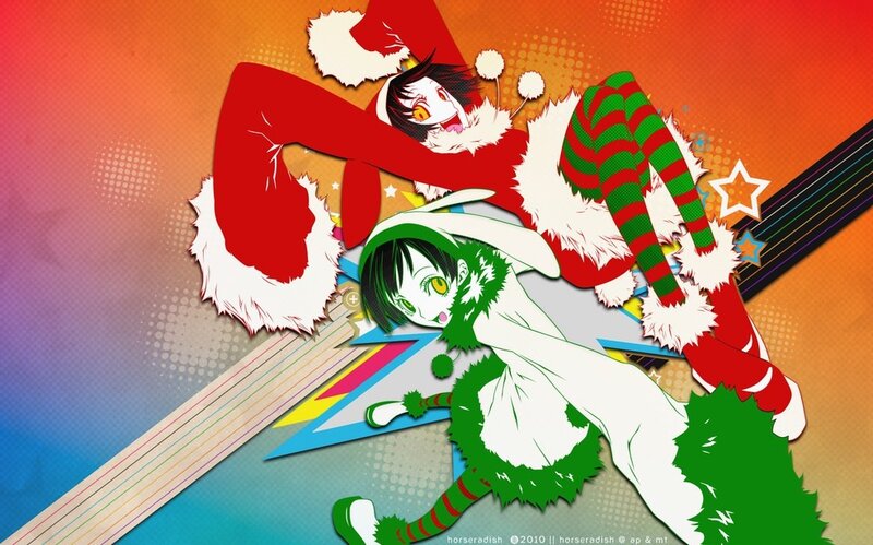 Two Anime Characters in Costumes — Red