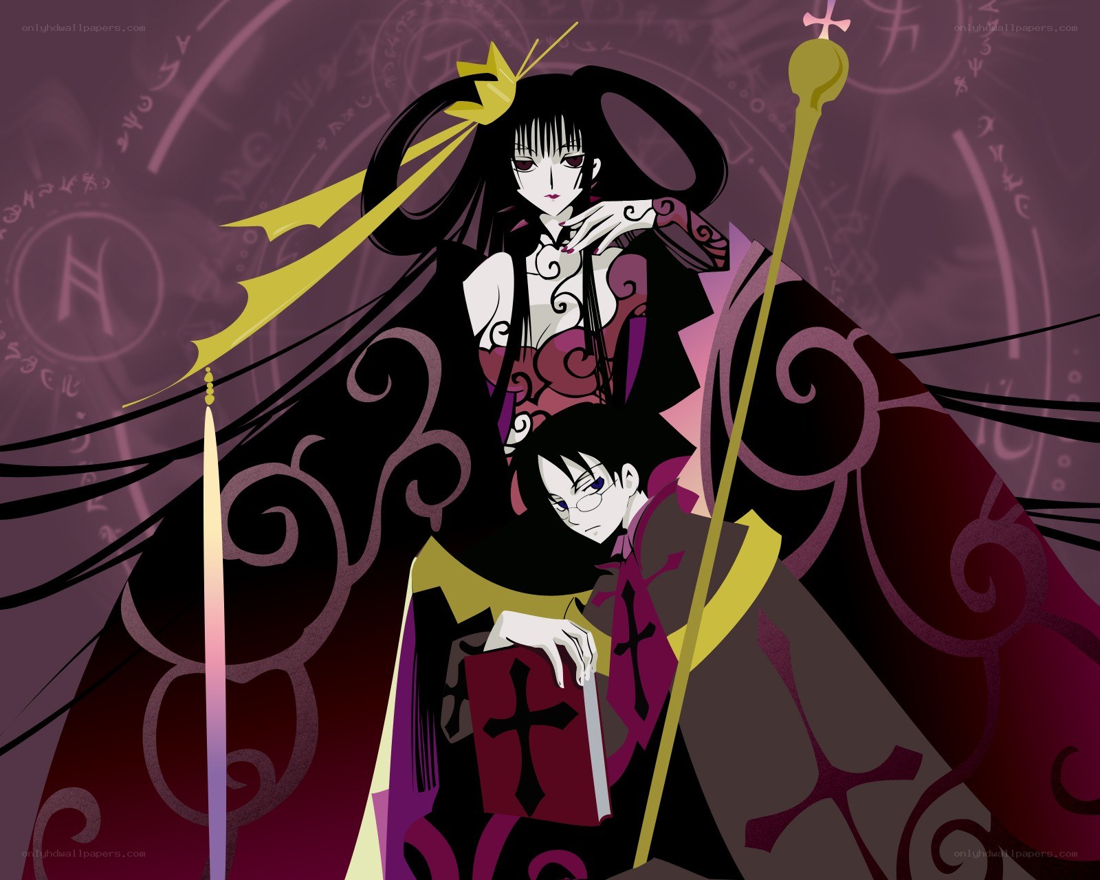 Two anime characters in dark robes