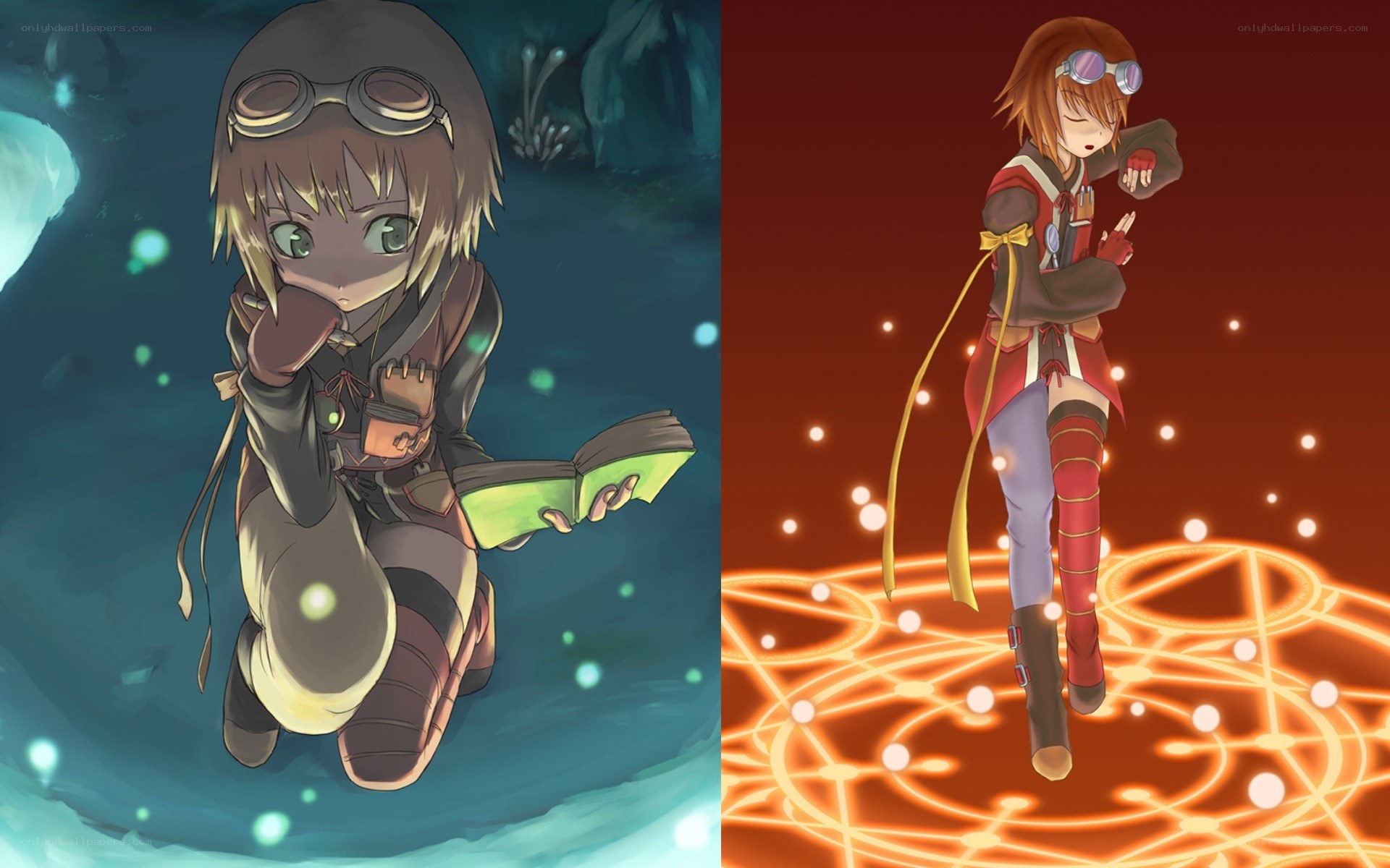 Two anime characters in different settings