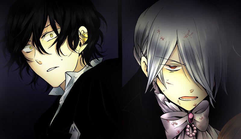Two anime characters in distress