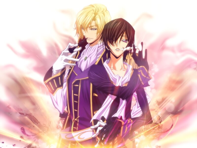 Two anime characters in dramatic pose