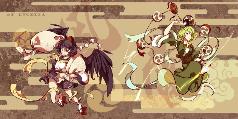Two anime characters in dynamic poses