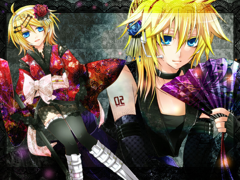 Two anime characters in elaborate costumes