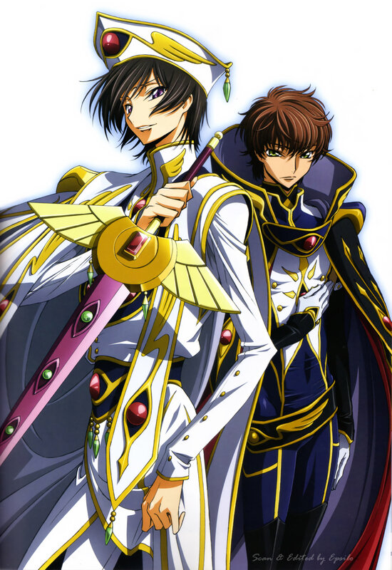 Two anime characters in elaborate costumes