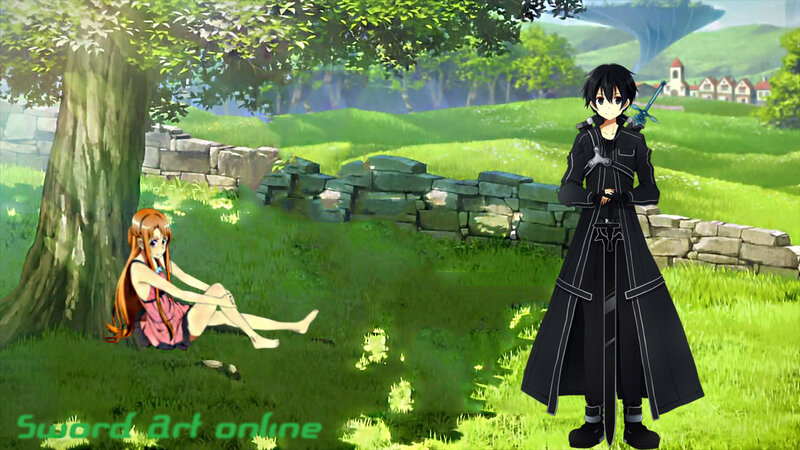 Two Anime Characters in Field — Green, Serene