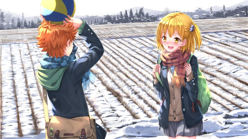 Two Anime Characters in Field — Yellow, Calm