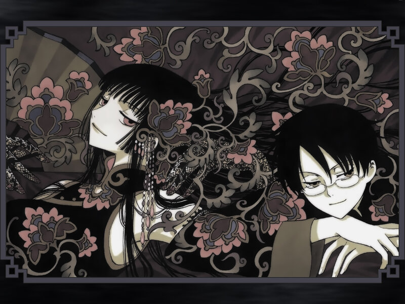 Two anime characters in floral setting