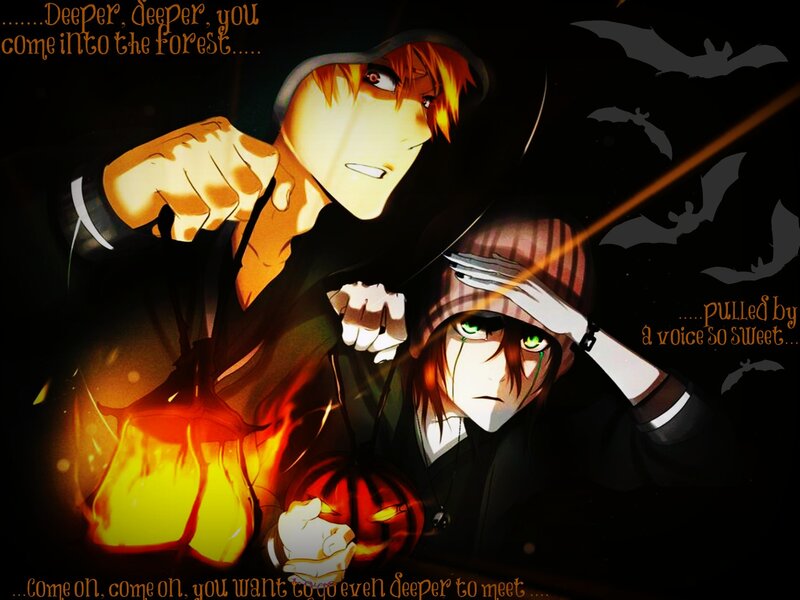 Two Anime Characters in Forest — Black
