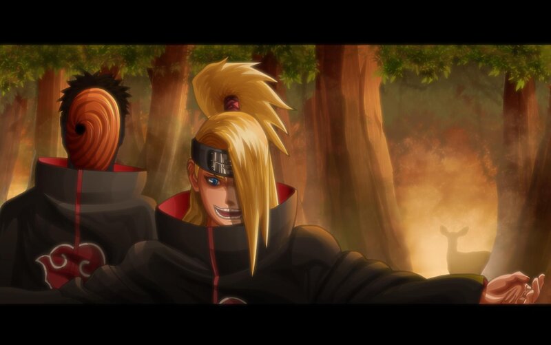 Two Anime Characters in Forest — Brown, Dramatic