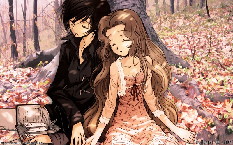 Two Anime Characters in Forest — Brown, Peaceful