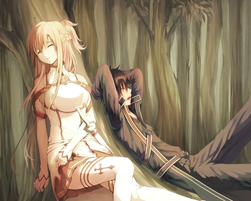 Two Anime Characters in Forest — Brown, Serene