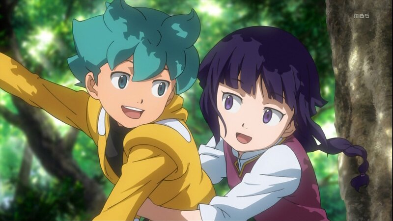 Two Anime Characters in Forest — Green, Playful
