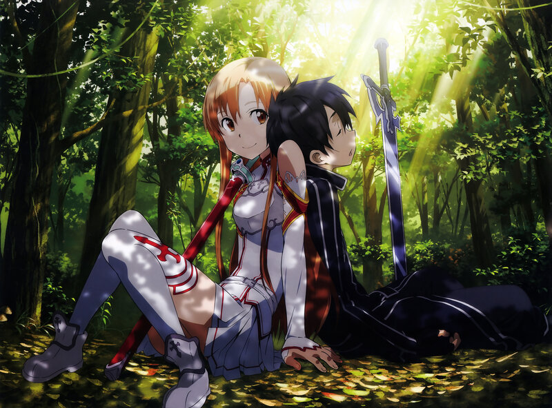 Two Anime Characters in Forest — Green, Serene, Afternoon