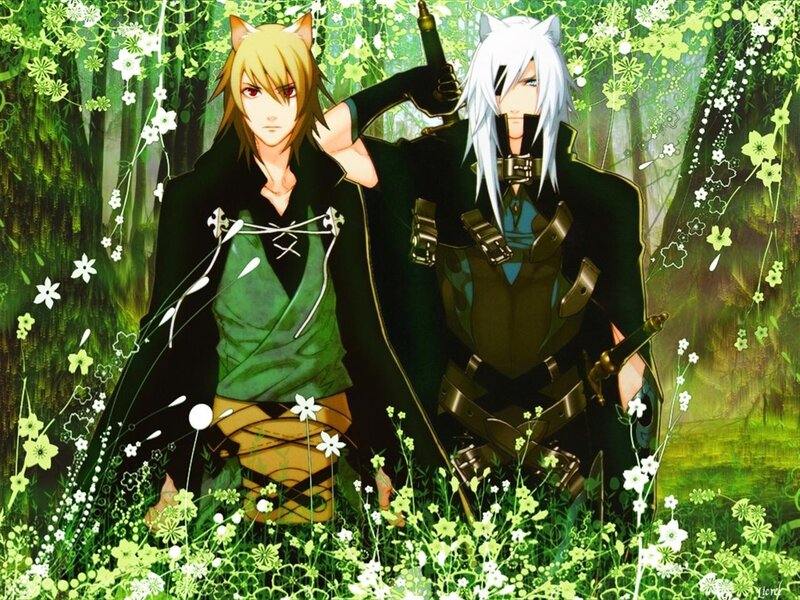 Two Anime Characters in Forest — Green, Serene, Spring