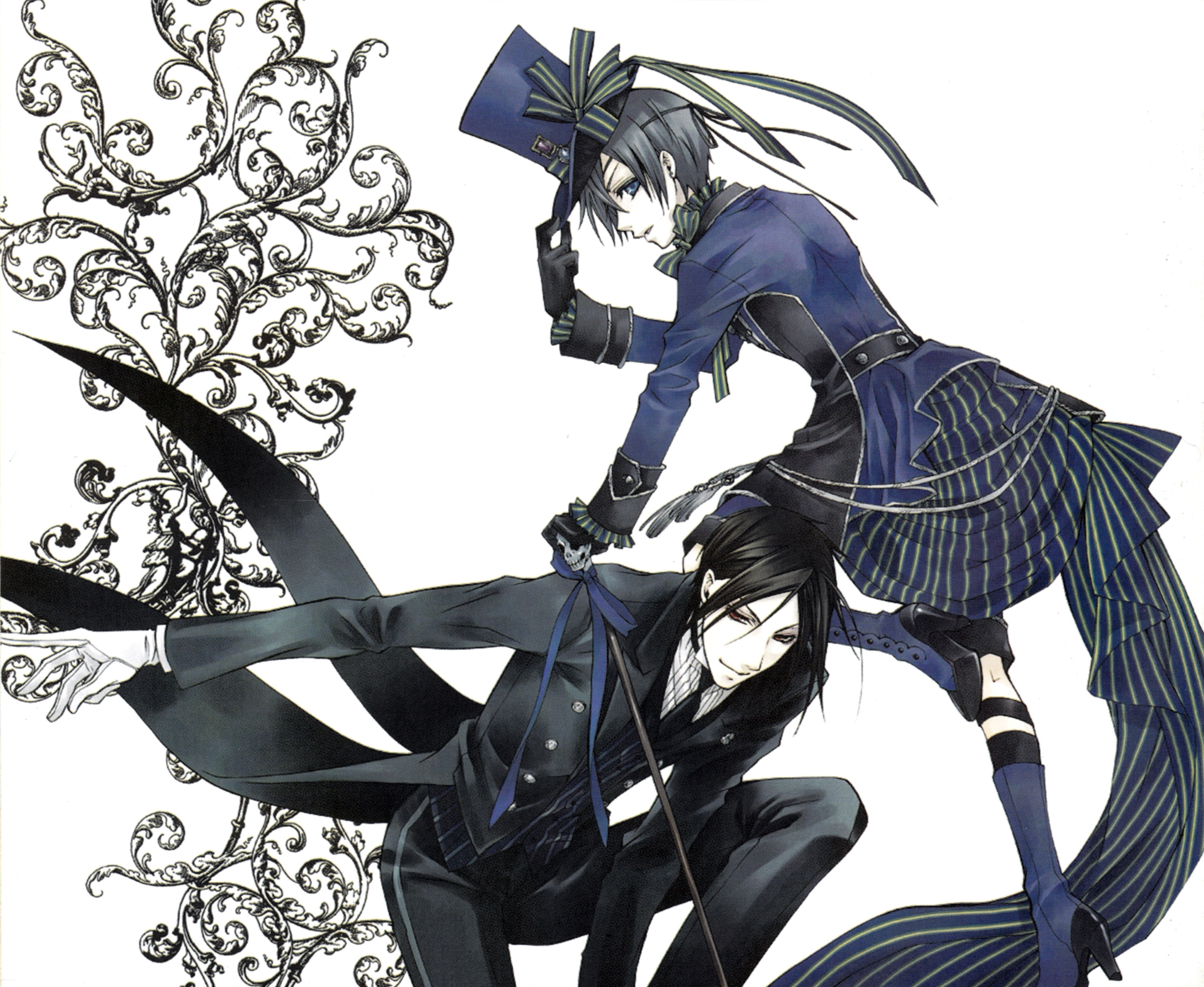 Two anime characters in formal attire