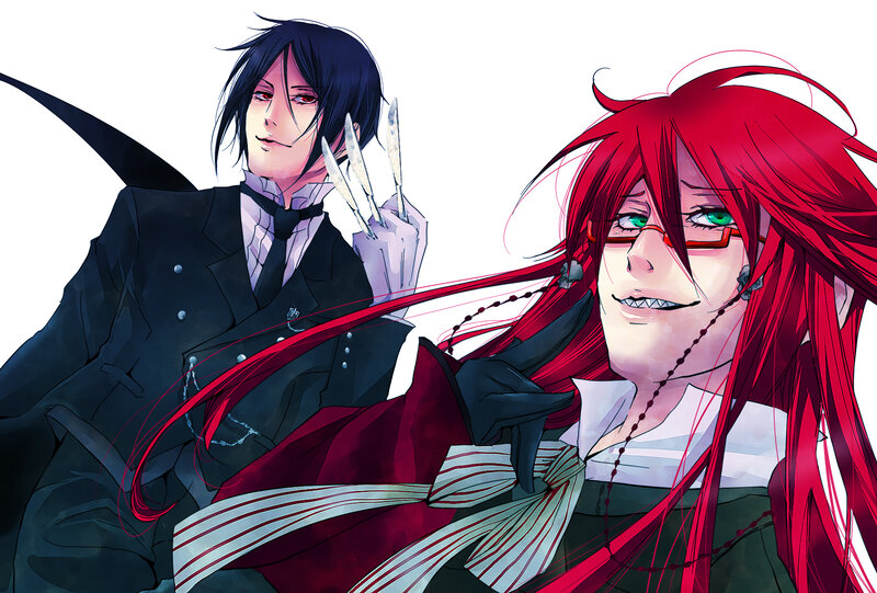 Two anime characters in formal wear
