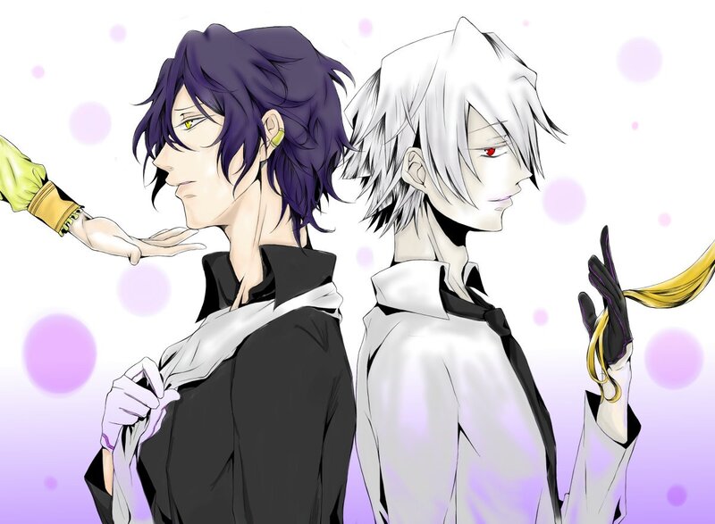 two anime characters in formal wear