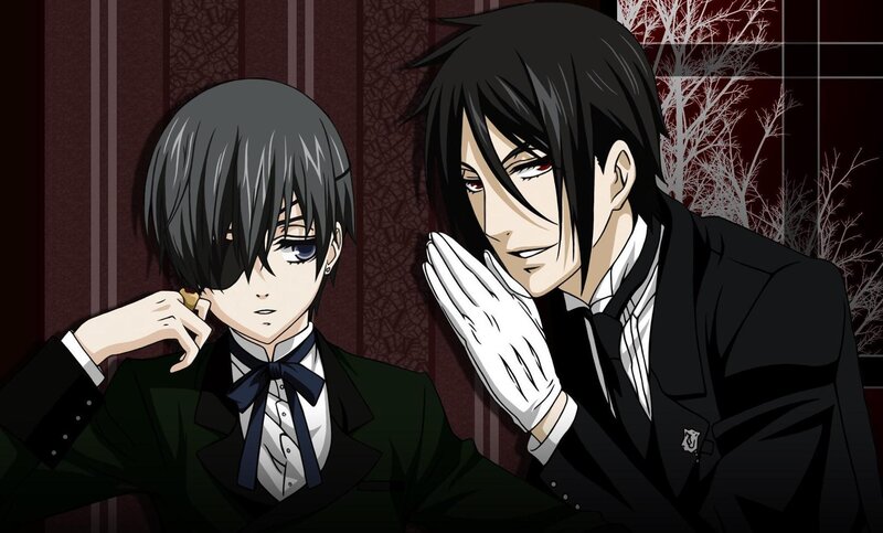 Two anime characters in formal wear