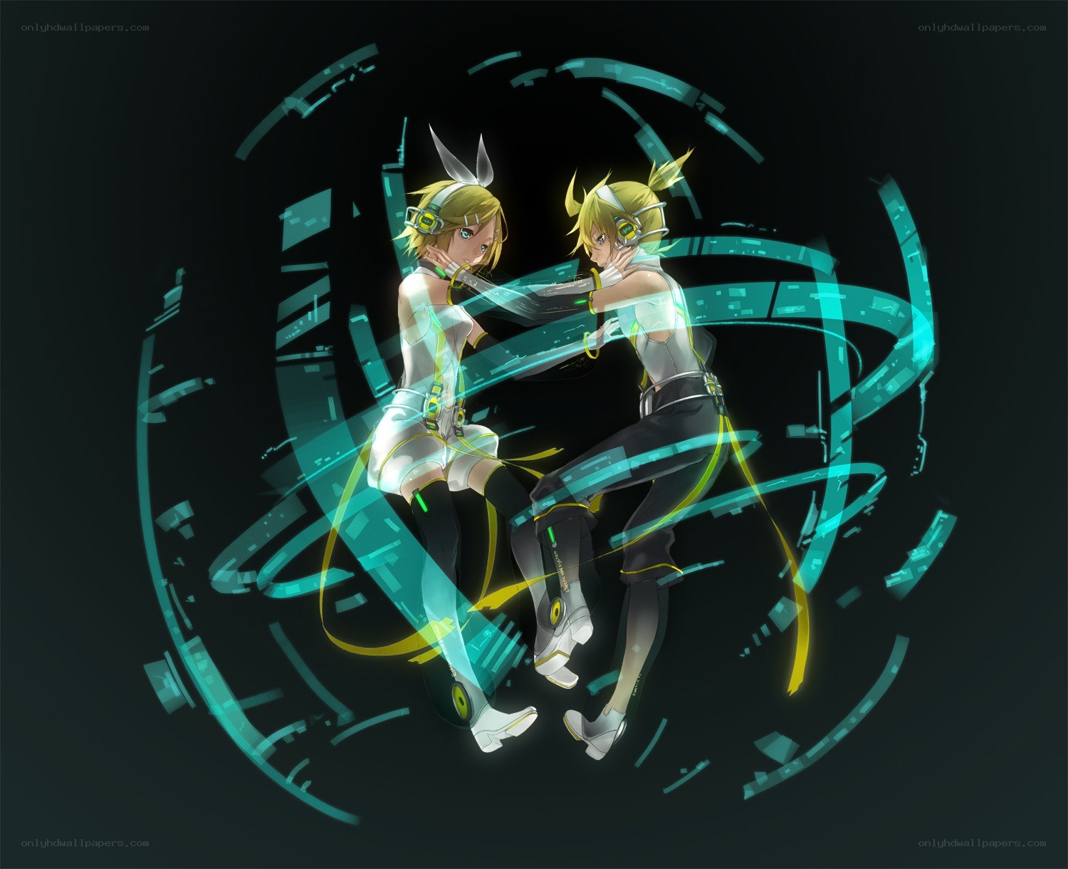 Two anime characters in futuristic gear