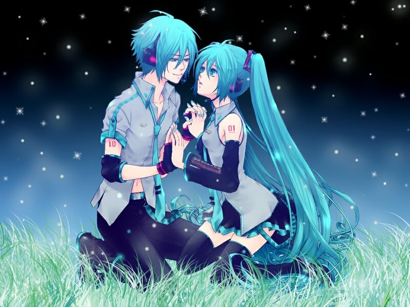 Two Anime Characters in Grass