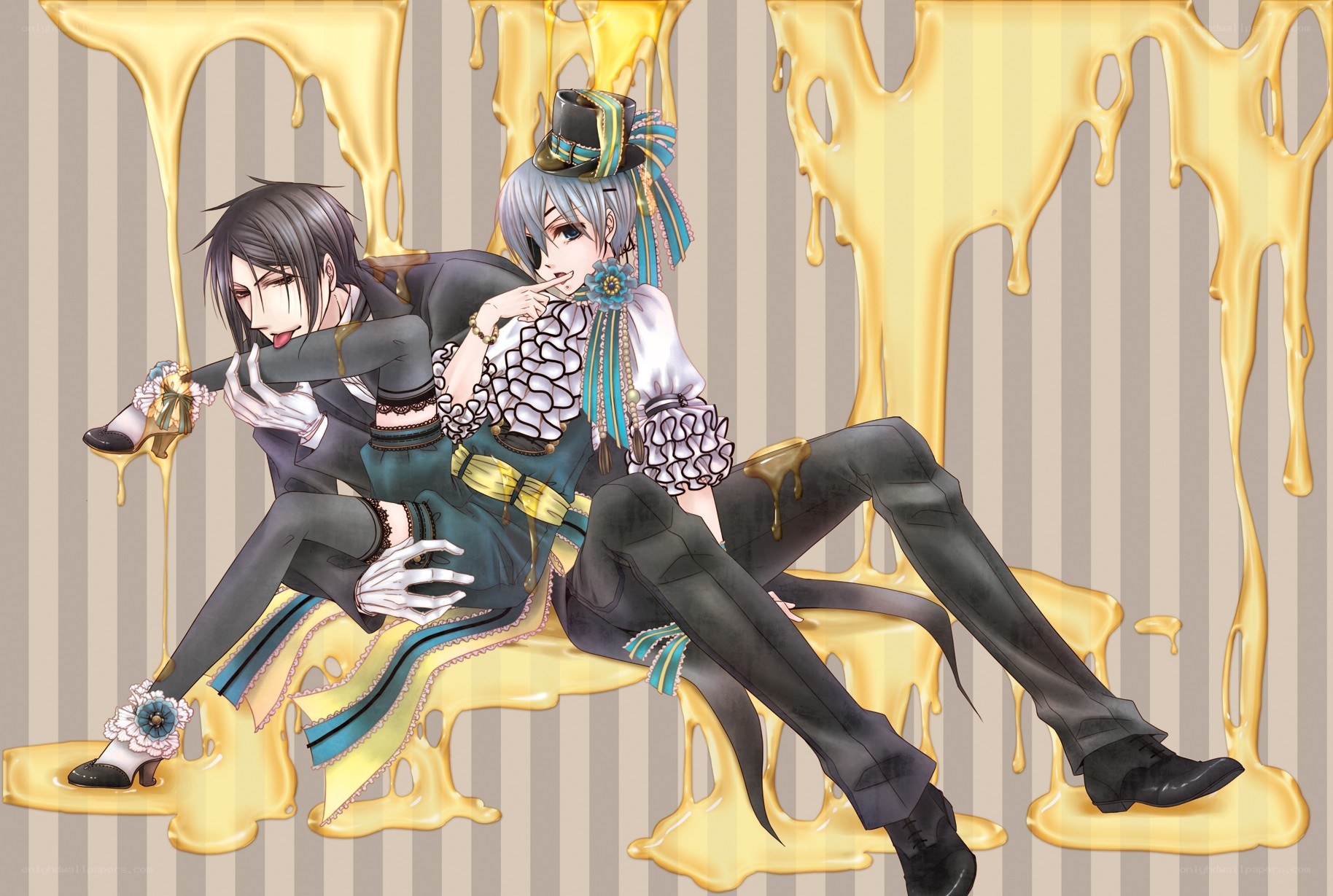 Two anime characters in honey