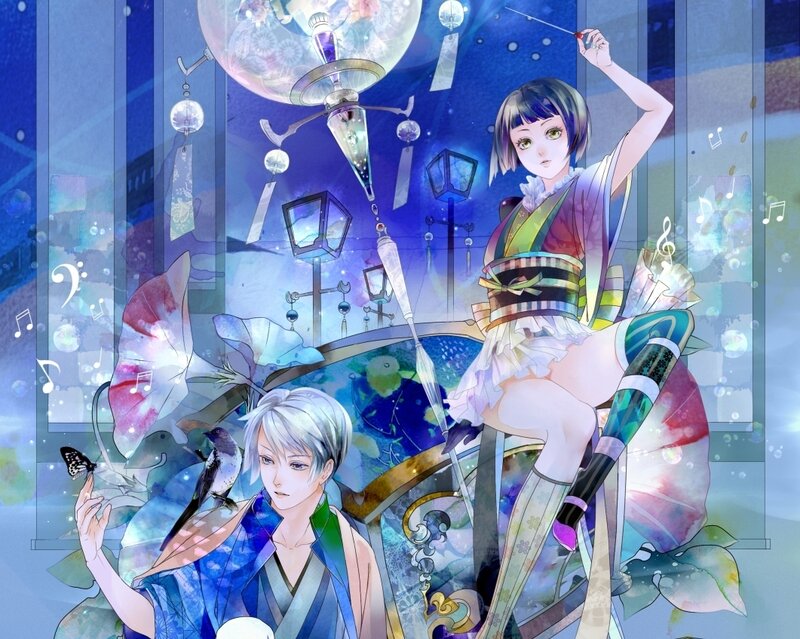 Two Anime Characters in Kimono
