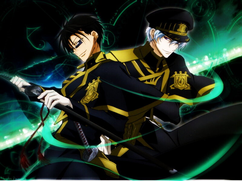 Two anime characters in military uniforms