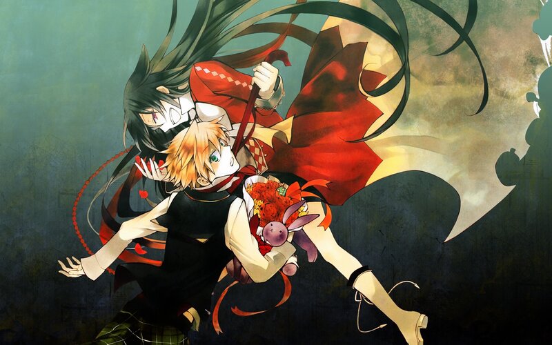 Two Anime Characters in Motion — Black, Dramatic