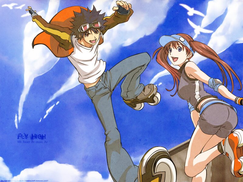 Two Anime Characters in Motion — Blue, Energetic