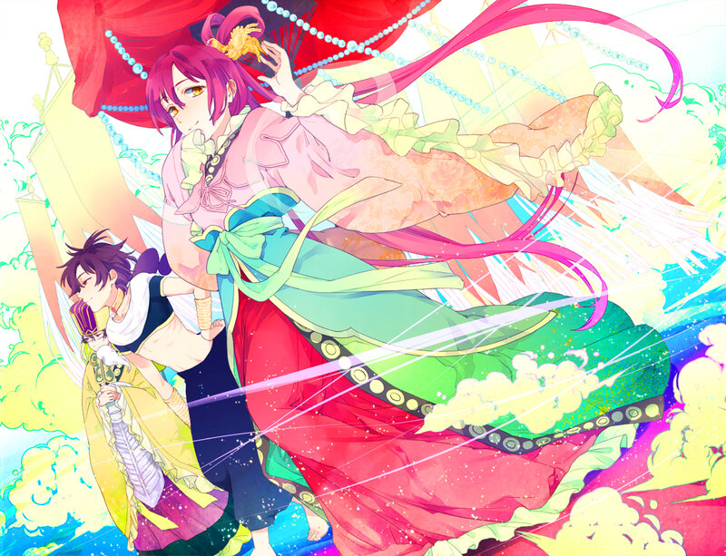 Two Anime Characters in Motion — Red