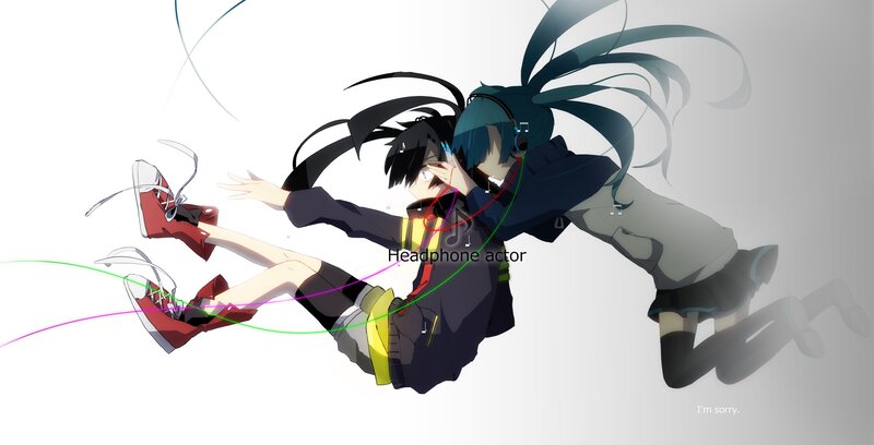 Two Anime Characters in Motion — White, Dynamic, Headphones