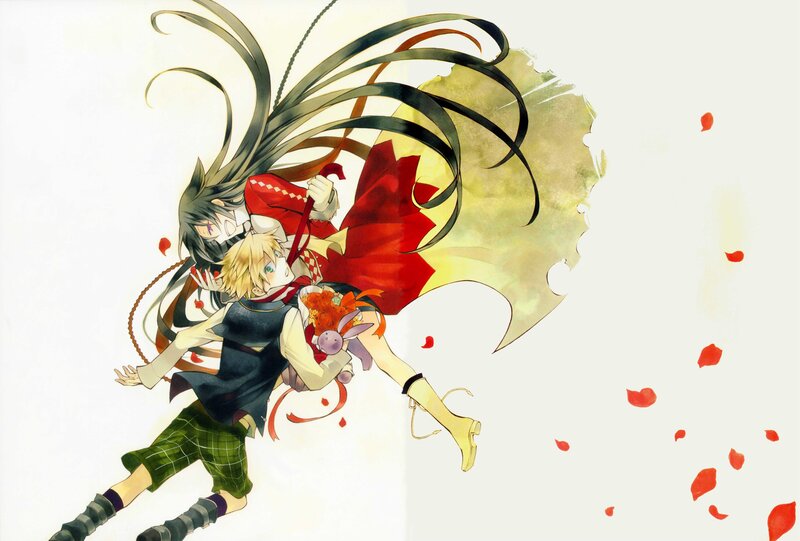 Two Anime Characters in Motion — White