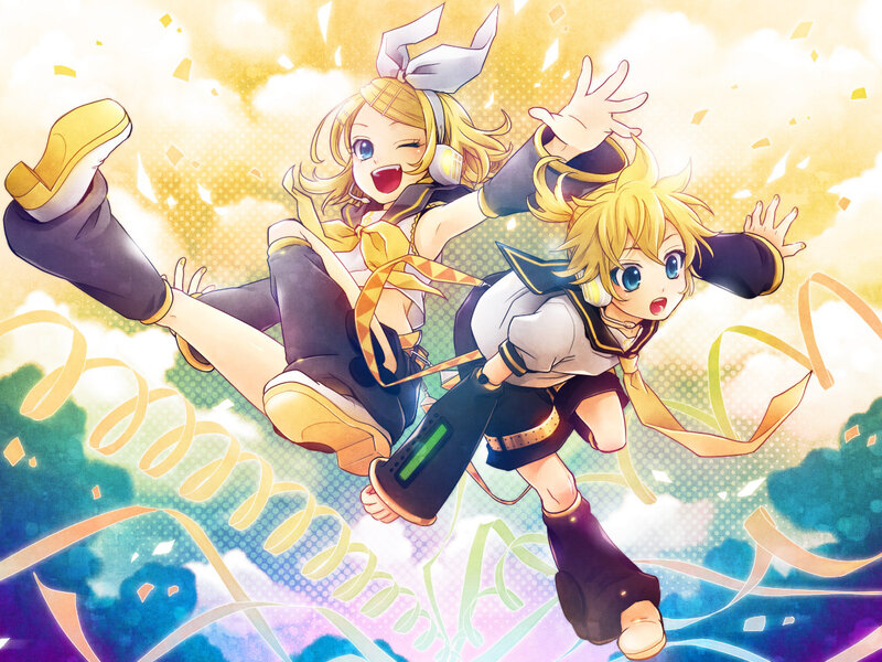 Two Anime Characters in Motion — Yellow, Joyful