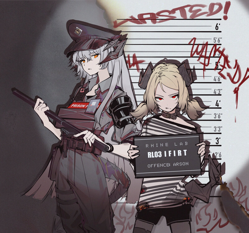 Two Anime Characters in Mugshot — Gray