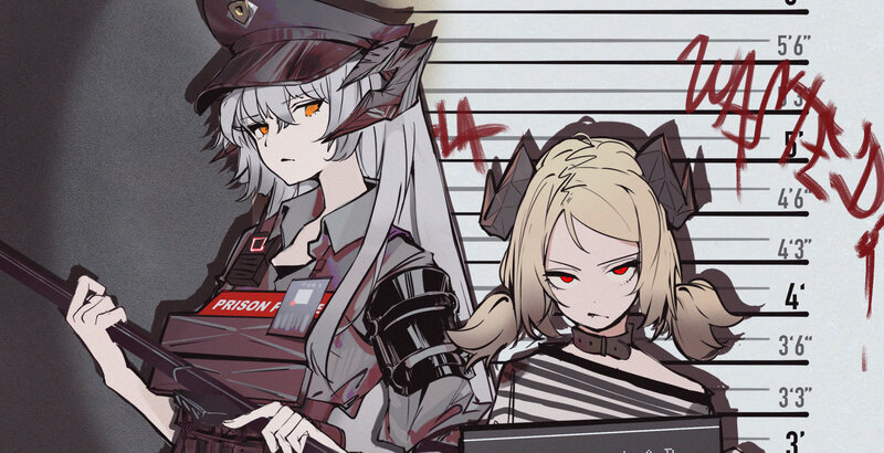 Two Anime Characters in Mugshot