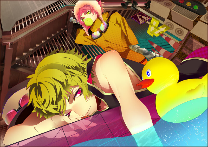 Two Anime Characters in Pool