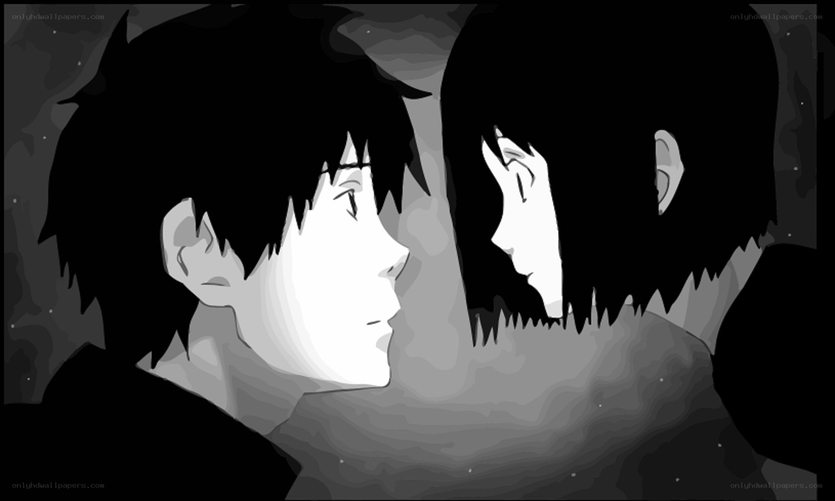 two anime characters in profile