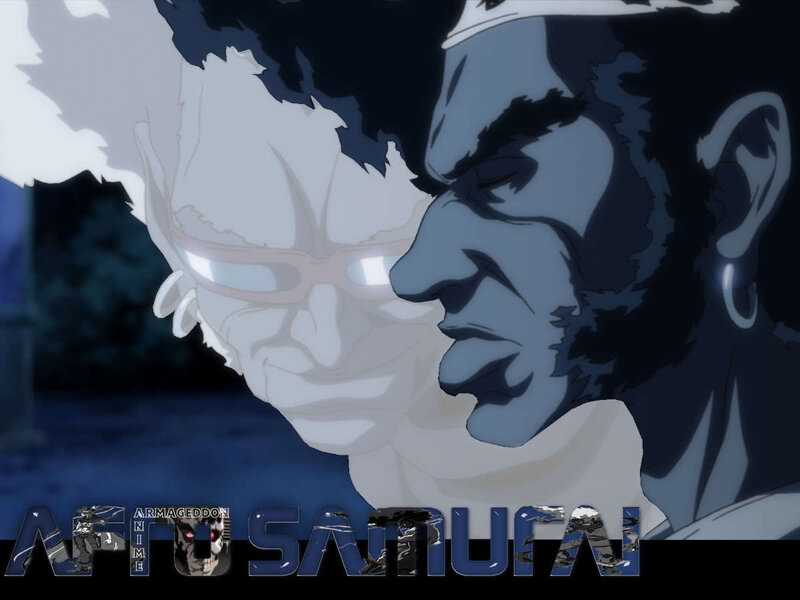 Two Anime Characters in Profile — Blue